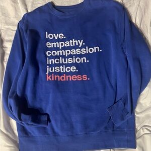 Unisex 'Kindness Is' Blue Crewneck Pullover Sweatshirt Size Large